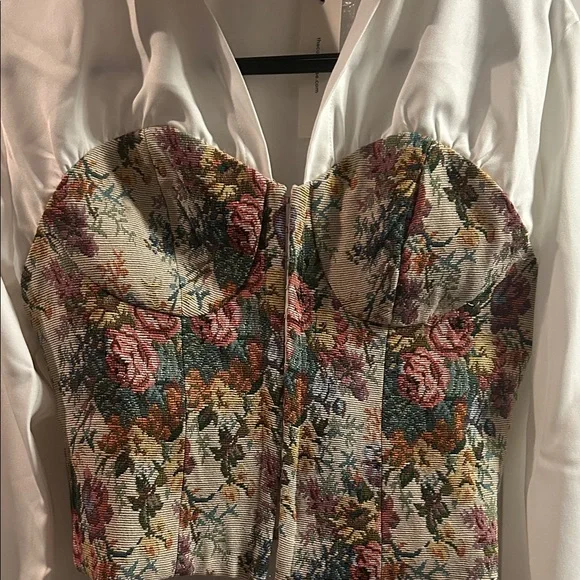 Commense Floral Bustier Blouse with White Collar - Picture 3 of 6